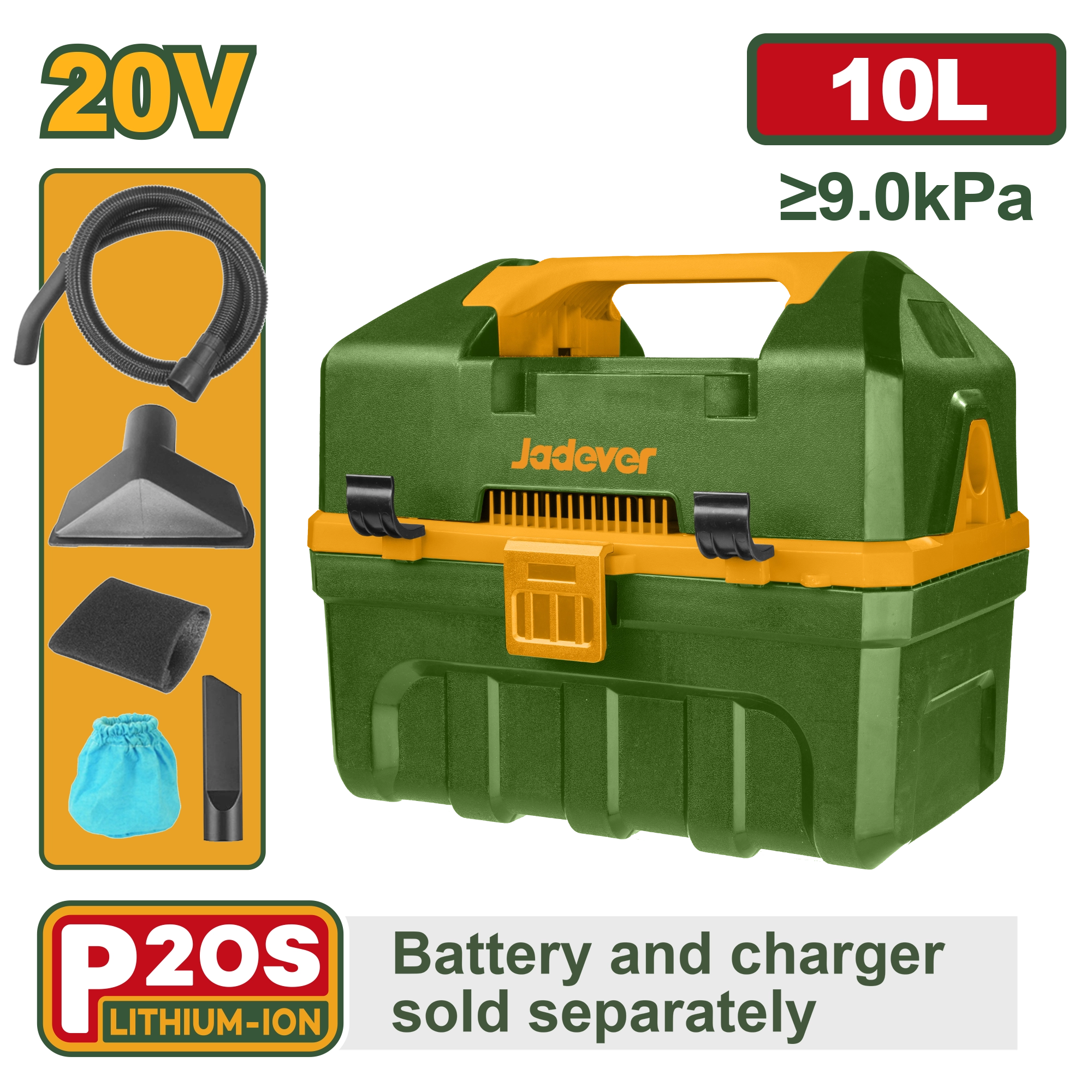 Aspirator umed-uscat cu acumulator 20V 10L; Jadever