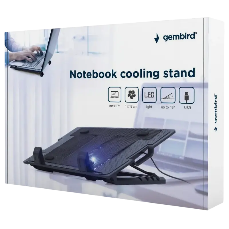 Suport de răcire pentru laptop Gembird NBS-1F17T-01, 17", Negru
