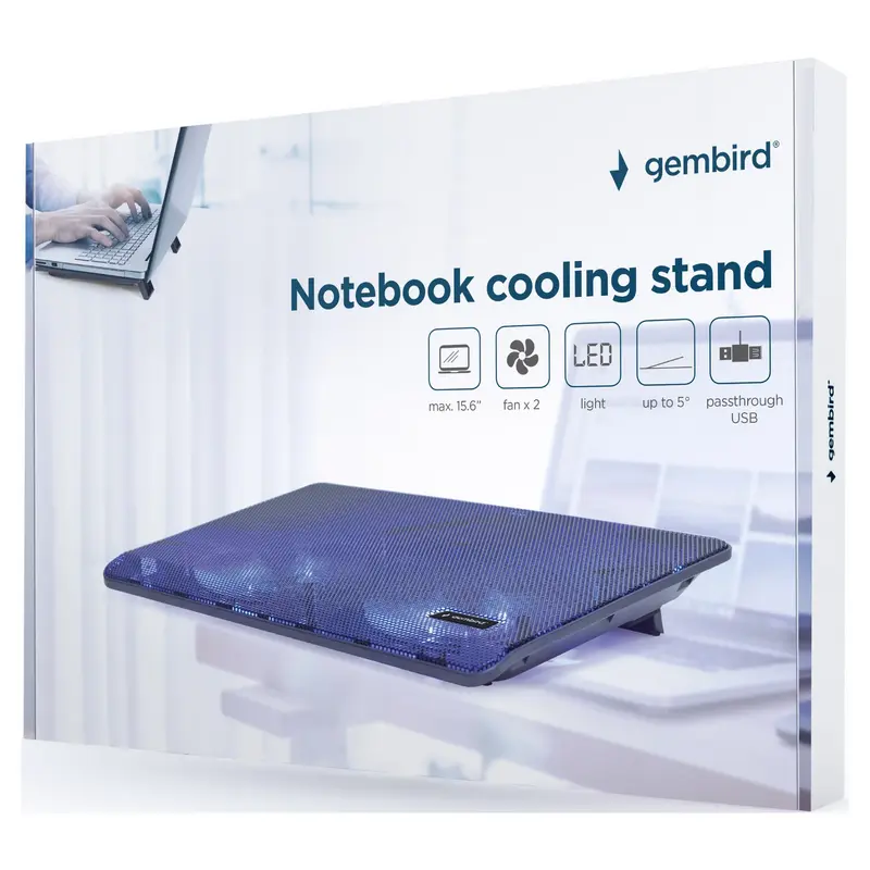 Suport de răcire pentru laptop Gembird NBS-2F15-05, 15,6", Negru
