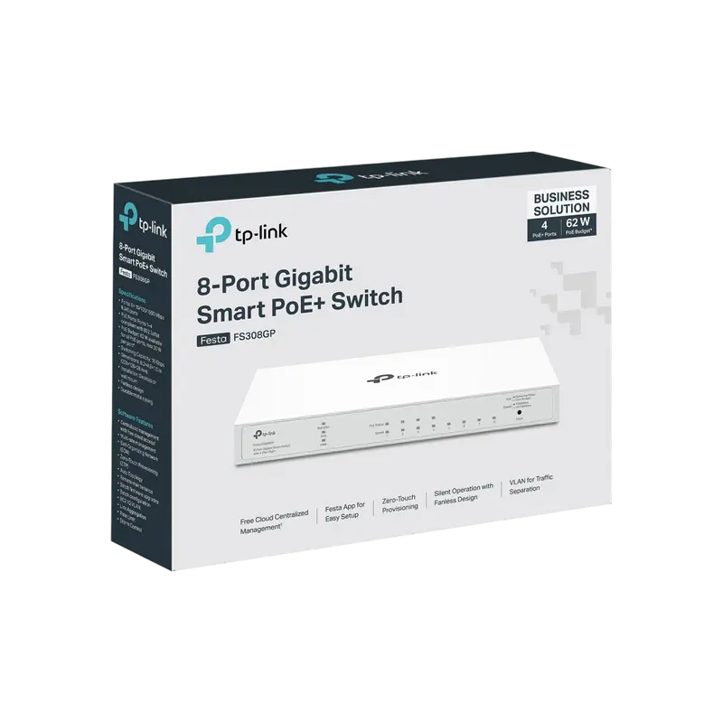 Switch de rețea TP-LINK Festa FS308GP, 4x IEEE 802.3af/at