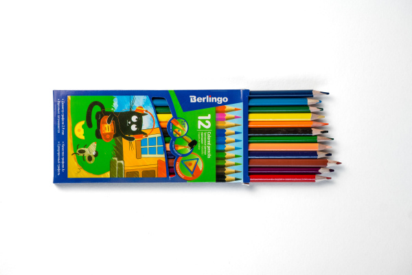 Creioane colorate Berlingov set 12 buc Triunghiulare