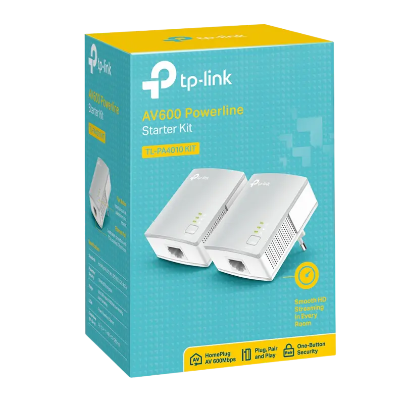 Powerline Adapter  TP-LINK TL-PA4010 KIT, AV600, 600 Mbps, Alb