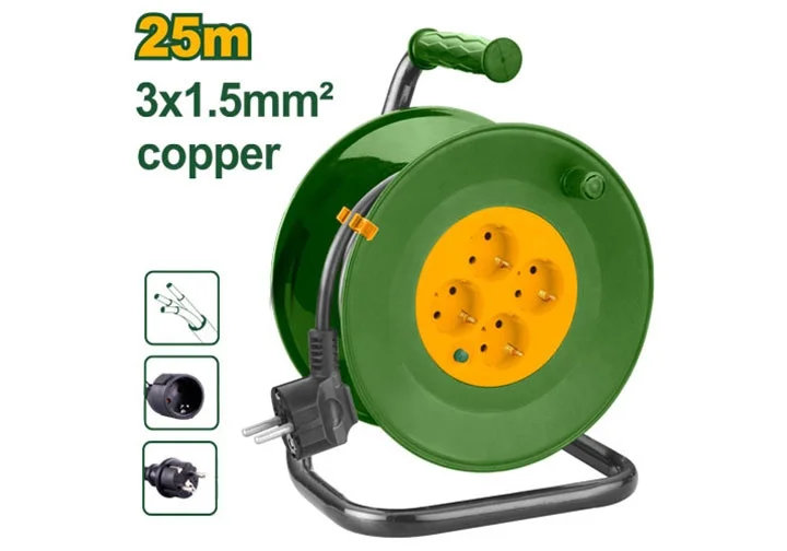 Derulator cablu electric prelungitor pe tambur 25 m 3x1.5 mm² IP20 4 prize Jadever JDEJ8380