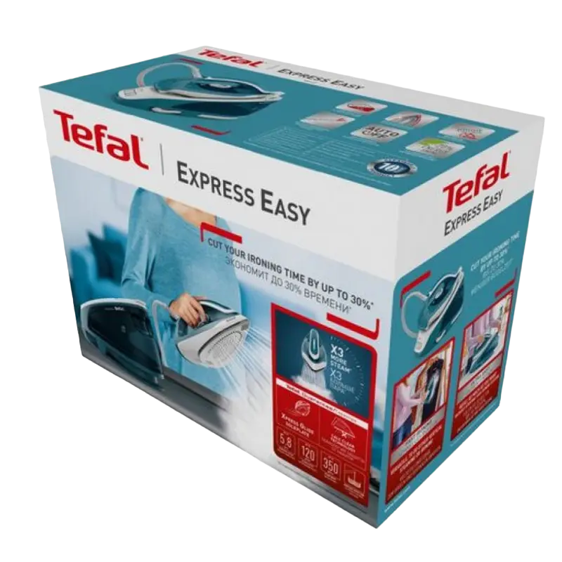 Fier de călcat cu generator de abur Tefal SV6131E0, 2200W, Albastru deschis