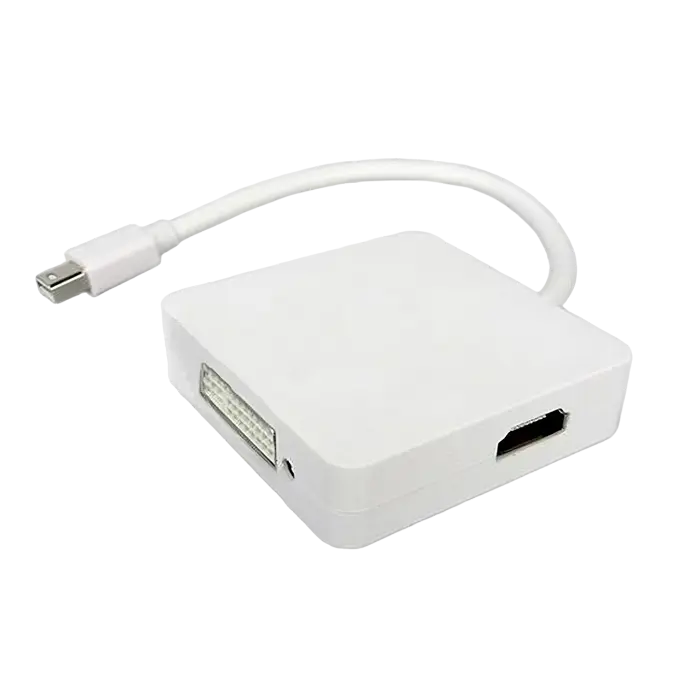 Convertor Video APC Electronic APC-531023, MiniDP (M) - HDMI (F) / DisplayPort (F) / DVI-D (F), 0,15m, Alb