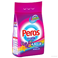 PEROS   стиральный порошок для автомат. стирки 4,5 кг. мягкая уп.   1/4 Bright Colors / rufe colorate / roz /4569