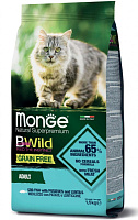 MONGE dry cat BWILD Cod Fish/Lentils/Potat 1,5 kg, hrană uscată pentru pisici