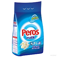 PEROS   стиральный порошок для автомат. стирки 4,5 кг. мягкая уп.   1/4 White & Bright / rufe albe / albastru  /4552