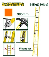 Scară extensibilă din fibră de sticlă 2x12 trepte 150 kg 6.7m Jadever JDLD0924