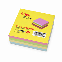 Cub notite adezive multicolor, 76 × 76 mm, 300 file – 4 culori × 75 file