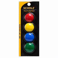 Set 4 Magneti Colorati Scholz, 20 mm, Magneti Puternici pentru Tabla Magnetica, Frigider, Birou, Scoala, Organizare Documente, Multicolor