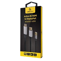 Adaptor Cablexpert A-HDMIM-DPM-01, HDMI - DisplayPort, USB Type-A, 2m, Negru