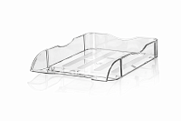 Tavita pentru documente CASSA, 34 x 25 cm, plastic transparent, organizator birou A4, suport de hartii orizontal, tavita office suprapozabila