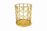 Pahar pentru pixuri metalic, rotund, auriu, suport creioane elegant, organizator birou modern, design premium