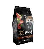 Savory Adult Large Breed Fresh Turkey & Lamb 3KG, hrană uscată cu curcan și miel pentru câini de talie mare