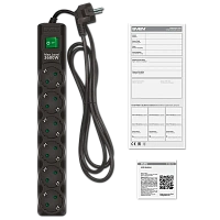 Prelungitor electric SVEN SF-06E-16, 6 Prize, 3m, Negru