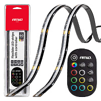 04579 Benzi LED COB flexibile cu controler multicolor RGB 2x30cm 12V