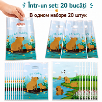 Set de 20 de pungi cadou pentru petrecere cu capibare