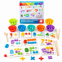 Joc educativ Montessori numere si culori, bead matching game copii, invatare matematica prin joaca, joc sortare bile colorate, dezvoltare motricitate fina, joc cognitiv cu numere 1-10, set educativ copii 3+ ani, cadou inteligent copii