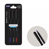 Pix cu ulei LINC Pentonic  set 3 buc  blister 0.7mm 7024 albastru+negru+rosu
