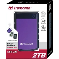HDD portabil extern Transcend StoreJet 25H3P, 2 TB, Purple (TS2TSJ25H3P)