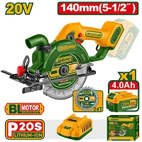 Ferăstrău circular manual cu acumulator 20V 140mm + 1 ac. (4.0Ah); Jadever