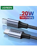 Cablu Ugreen MFI (Made For iPhone) USB Tip C - Lightning 3 A 1 m negru (US304 60759)