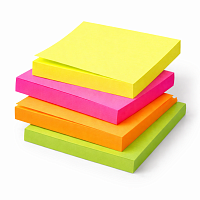 Sticky Notes Neon 76x76 mm, 4Office, Notițe Autoadezive 4 Culori Neon x 25 foi, 100 Foi, Post-it Birou Școală, Hârtie Notițe cu Lipici pentru Organizare și Reminder-e