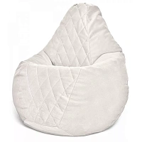 Fotoliu BeanBag din velur Maserrati "Romb", mărimea "L" culoarea albă