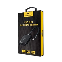 Cablu Video Cablexpert A-CM-HDMIF2-01, USB 3.1 Type-C (F) - 2 x HDMI (F), 0.15 m, Negru