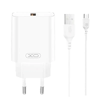 Încărcător XO CE33 + MicroUSB, 18W, Alb