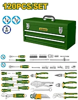 Set de scule de mână în cutie metalică 120 piese Jadever
