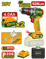 Mașină de găurit cu percuție cu acumulator 20V 92Nm + 2 ac.; Jadever