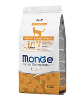 MONGE dry cat adult LIGHT Turkey 1,5 kg, hrană uscată pentru pisici