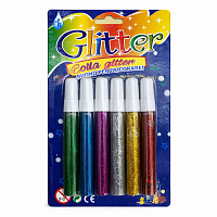 Set lipici cu glitter 6 culori pe blister, lipici decorativ cu sclipici pentru craft, hobby, scrapbooking, decoratiuni, lipici creativ pentru copii si scoala