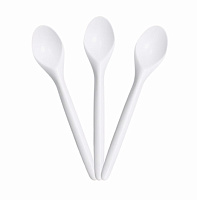 Lingurita desert plastic alba, reutilizabila, PP, pentru cafea si deserturi – NovaGreen