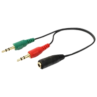 Audio Adaptor Cablexpert CCA-418, 3.5mm 4-pin (F) - 2x3.5mm 3-pin (M), 0,2m, Negru
