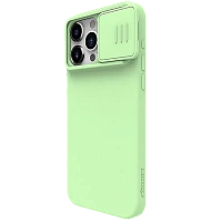 Husă Nillkin iPhone 15 Pro, CamShield Silky Silicone, Mint Green