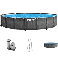 Piscină cu cadru metalic Intex GreyWood Premium, 24311L, Gri închis, 26744
