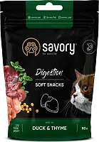 Savory Cat Digestion Soft Snack 50g, recompense cu rață și cimbru pentru pisici