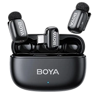 Microfon portabil pentru înregistrare vocală Boya mini 2-02, Fără fir, Negru
