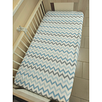 Cersaf elastic din bumbac pentru pătuc ZigZag Sur+Albastru