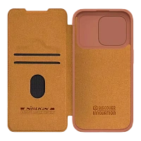 Husă tip carte Nillkin iPhone 15 Pro Max - Qin Pro, Maro