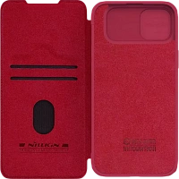 Husă tip carte Nillkin iPhone 15 Plus - Qin Pro, Roșu