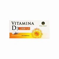 Vitamina D3 2000 UI, 30 comprimate – Supliment alimentar pentru oase, dinți & imunitate
