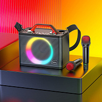 Boxă Karaoke Hoco BS57 Drum (2 microfoane) — Sunet Puternic și Lumini LED