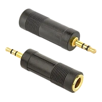 Audio Adaptor Cablexpert A-6.35F-3.5M, 6.35mm 3-pin (F) - 3.5mm 3-pin (M), Negru