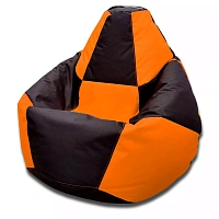 Fotoliu BeanBag Pară Șahmate, marimea "L" din Oxford 600D culoare neagra cu oranj