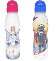 Sticla p/u apa cu pai si capac, cu desen 750ml