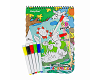 Cartea de colorat reutilizabila Ratusca + 5 markere lavabile, carte magica de colorat si sters, activitati creative copii, desen interactiv fara murdarie, carte educativa reutilizabila, animale, cadou copii
